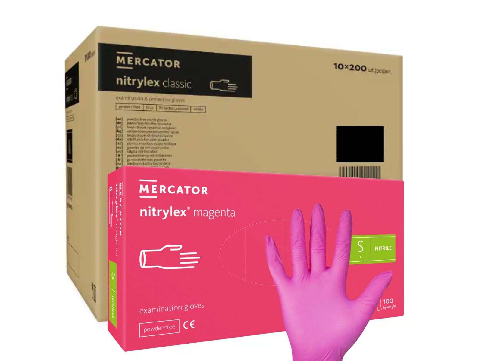 Rękawice Nitrylex Magenta S Mercator KARTON